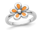 Sterling Silver Flower Ring with Yellow Enamel